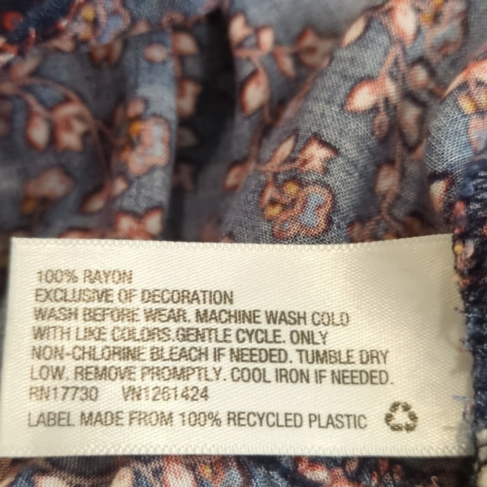 Art Class | Navy Floral Sundress Elasticized Bodice Flounce Lace | S